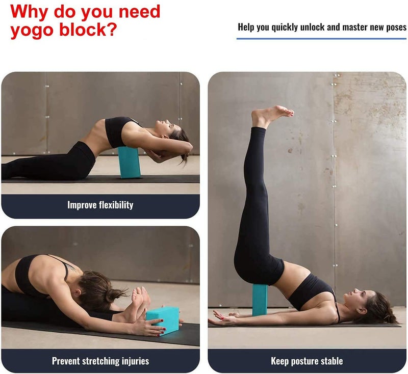Yuilgdo Yoga Blocks 9''x6''x3'', 4 Pack High Density Yoga Brick Foam Blocks to Improve Strength, Flexibility and Balance, Light Weight and Non-Slip Surface for Yoga, Pilates and Meditation - Image 4
